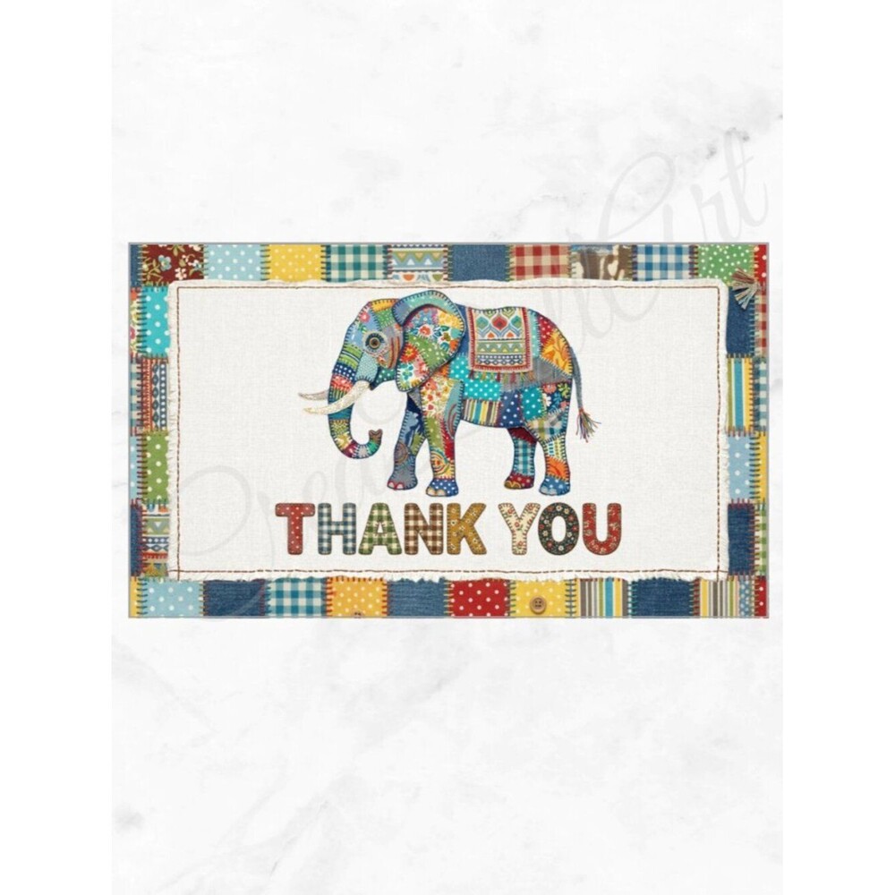 60 Patchwork Cards Elephant Design Thank You Cards - Picture 2 of 7